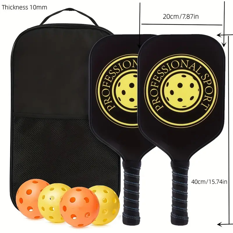 Carbon Fiber Pickleball Paddles Set with 2 Rackets and 4 Balls